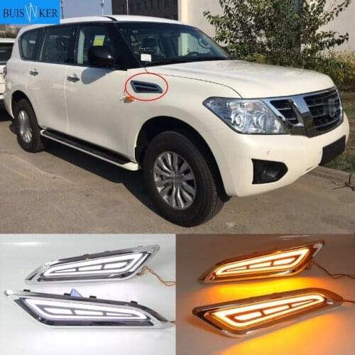 LED DRL Flowing Turning Light Signal Lamp Side Vents StickerFor Nissan Patrol Y62 Armada Accessories 2015 2016 2017 2018 2019