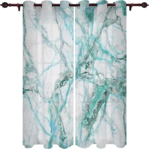 High Quality Home Curtains Marble Green Crack Living Room Bedroom Kitchen Hotel Decoration Translucent Window Curtains