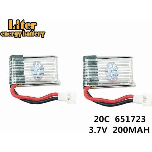 2pcs RC Part H8 Mini 20C 200mAh lipo 3.7v lipo battery 3.7V 651723 for RC H8 H48 Mini Quadcopter li-po lipo battery helicopter