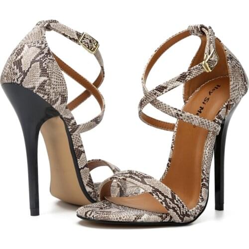 Women Fashion Gladiator Stiletto High Heel Sandals Fashion Ladies Pu Leather Cross-straps Luxury Party Dress Shoes Plus Size 48