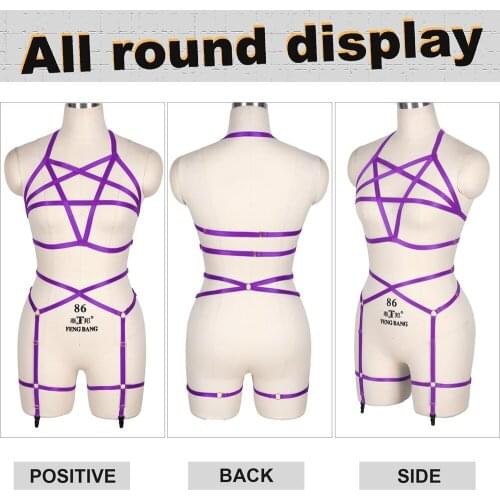 Cosplay Costume Pentagram Women Harness Garter Sets Goth Sexy Full Body Bondage Strap Chest Restraint Suspenders Erotic Lingerie