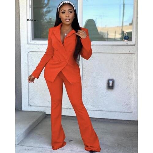 Women Solid Colors Office Blazer + Elastic Band Pant Suits Fashion Trousers Set Classic Casual Commute Blazer Suit Two Piece Set