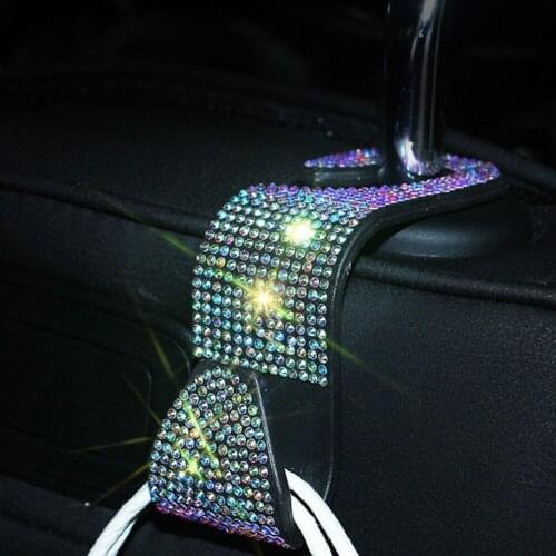 1PC Universal Car Back Seat Hook Shiny Handbag Headrest Hanger Colorful Rhinestones