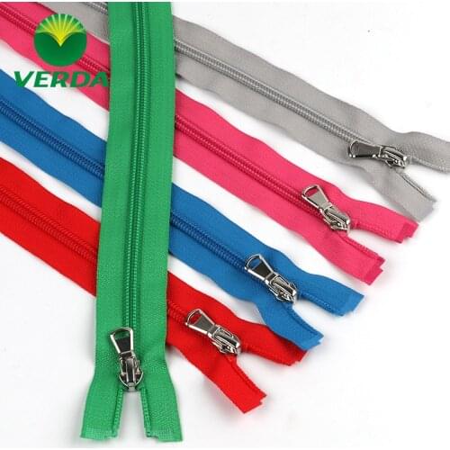 10Pcs/lot Cheap Long Nylon Zipper Coil Open End Black White 60 70CM for Down Jacket Metal Pull Head Garment Sewing Accessories