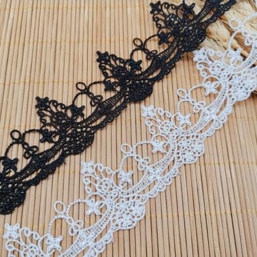 2 Yards/lot Width 4.8cm White Black Lace Trim DIY Clothing Sewing Craft Water Soluble Lace Trimming Mesh Lace Fabric Accessories