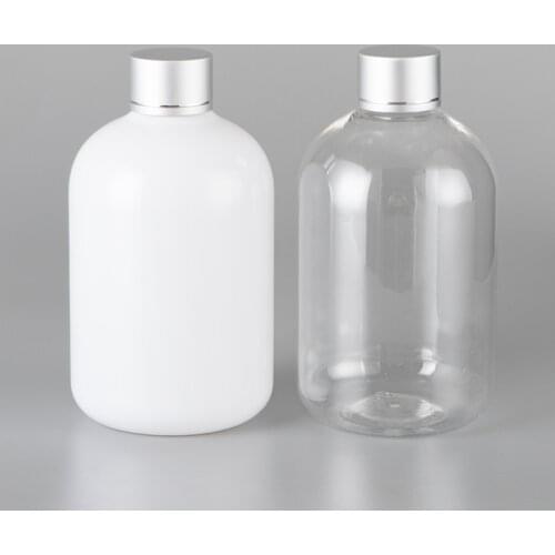 350ml X 30 Silver Anodized aluminum Screw Cap White Transparent Bottle For Toner Shower Gel Personal Care Liquid Container