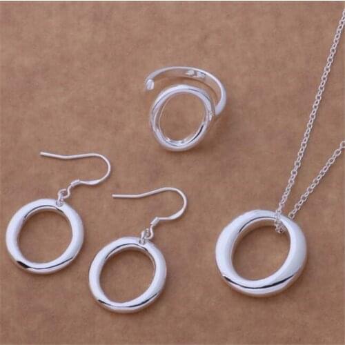 AS101 Hot Sale Silver Plated Color Jewelry Sets For Women Wholesale High Quality Classic Earring 217 + Necklace 293 + Ring 249