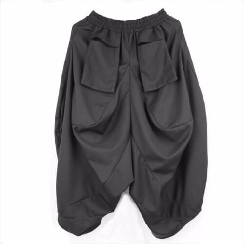 M-5xl Hot New Men Personality Harem Pants Novelty Ankle Length Trousers Loose Hanging Crotch Pants Culottes Hairstylist Trousers