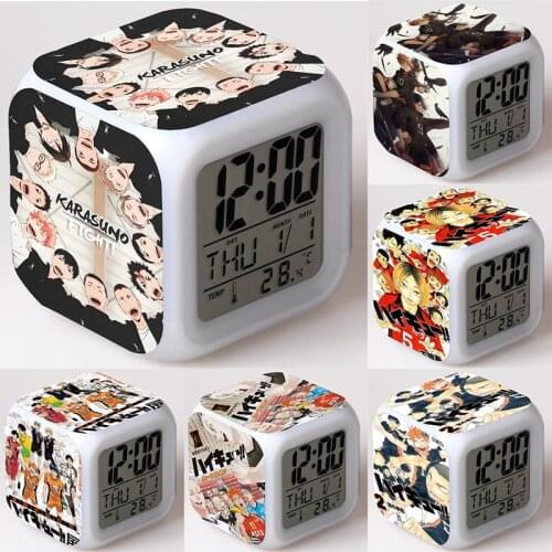 Alarm Haikyuu Alarm Clock Tobio Kageyama Kei Tsukishima Digital Kids Led Clock Electronic Gadgets With Backlight
