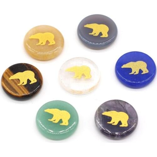 Natural Stone Beads Ornaments Round Crystal Agates Stone Pendant Charms Accessories No Hole for Jewelry Making Necklace Bracelet