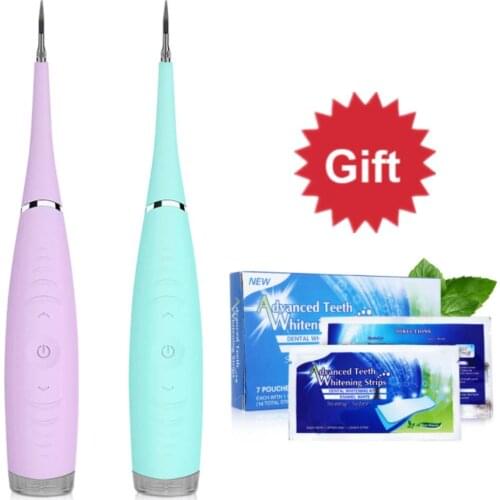 Electric Ultrasonic Sonic Dental Scaler Tooth Calculus Remover Cleaner Tooth Stains Tartar Tool + Gift Teeth Whitening Strips