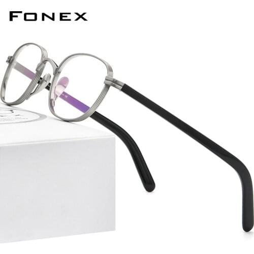 FONEX Pure Titanium Eyeglasses Frame Men 2021 New Retro Square Glasses Women Vintage Prescription Myopia Optical Eyewear F85653
