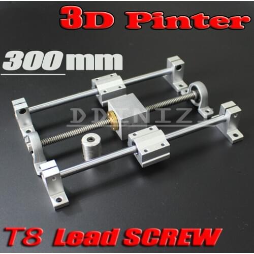 HOT sale 3D Printer guide rail sets T8 Lead screw length 300mm + linear shaft 8*300mm + KP08 SK8 SC8UU+ nut housing +coupling