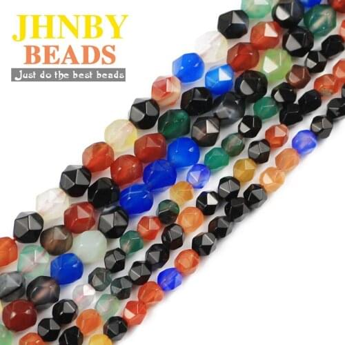 JHNBY Faceted Mixed color Agat e Natural Stone 6/8MM Spacers Loose beads for Jewelry making DIY bracelets necklace accessories