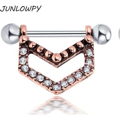 JUNLOWPY Wholesale Nipple Ring New Design Cyrsal Stainless Body Jewelry Woman Straight Nipple Straight Nipple Shield Tragus