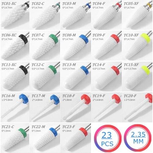 Ceramic Nail Drill Bits for Acrylic Gel Nails Professional Nail Drill Bits Cuticle Remover Size 3/32-inch 02.35mm