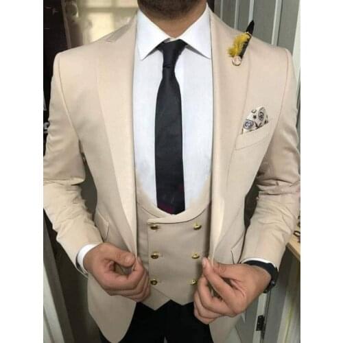 Handsome Groomsmen Wool blend Groom Tuxedos Mens Wedding Dress Man Jacket Blazer Prom Dinner (Jacket+Pants+Tie+Vest) A123