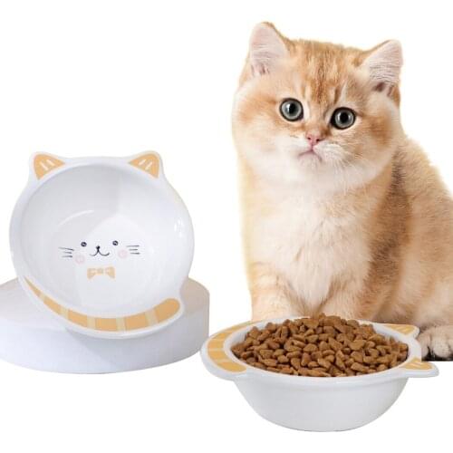 Legendog 1pc New Cute Cat Food Bowl Ceramic Cat Face Spill Proof Kitten Water Bowl Dog Feeding Bowl For Pet Supplies
