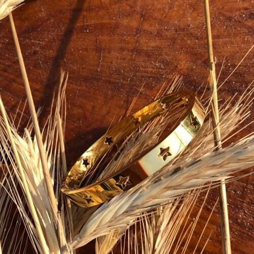 Fashion Hollow Star Bangles & Bracelets For Women Trendy Jewelry Stainless Steel Rose Gold Cuff Bracelets European