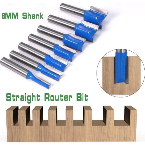 8MM Shank 2 flute straight bit Woodworking Tools Router Bits for Wood Tungsten Carbide endmill milling cutter set 6 8 10 12 20mm