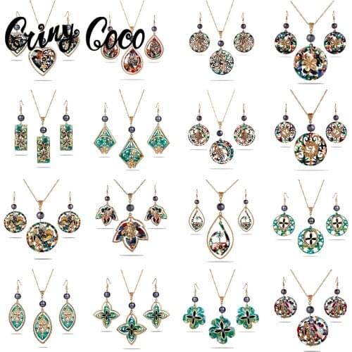 Jewelry Sets Pendant Necklaces Earrings Set Guam Micronesia Maple Leaf Flower Cring Coco Hawaiian Colour Acrylic for Women Gifts