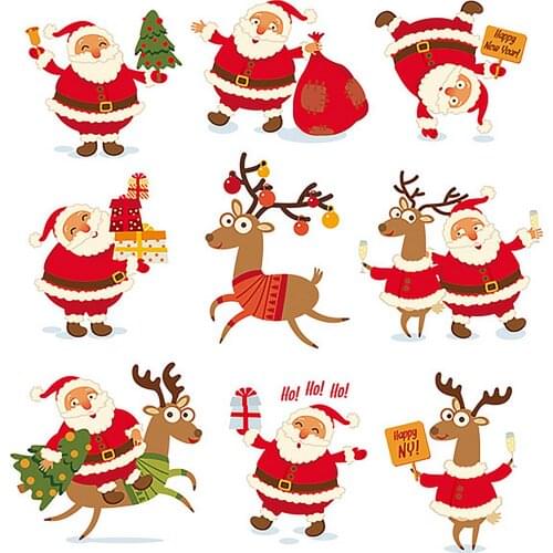 Christmas Clothes Patch Iron on Heat Transfer Stickers Patches for DIY Clothes T-shirt Jacket Dresses Decoration Accessory