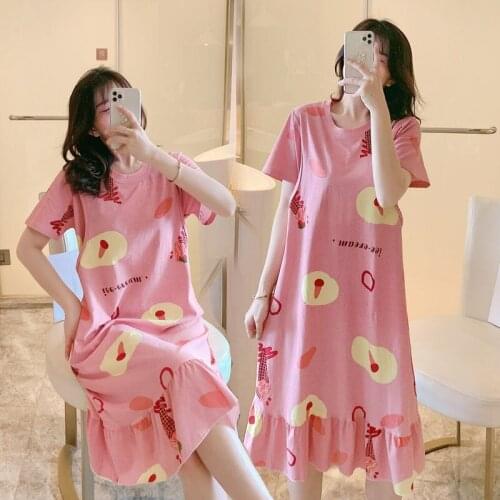 Summer Thin Print Cotton Maternity Nursing Night Dress Sweet Lovely Breastfeeding Nightwear Breast Feeding Homewear Lounge