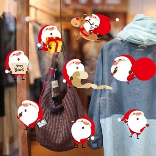 2018 Newest DIY Vinyl Christmas Santa Claus Wall Stickers Art Xmas Home Window Decals Decor