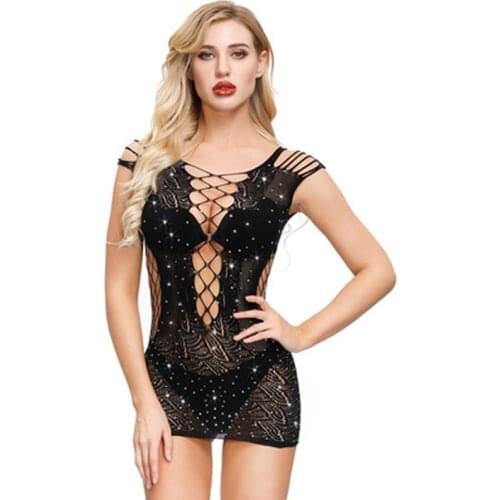 New Ladies Sexual Lingerie Porno Adult Shiny Fishnet Short Skirt Jacquard Bodysuit Women Sexy Dress for Sex Sleepwear Wholesale