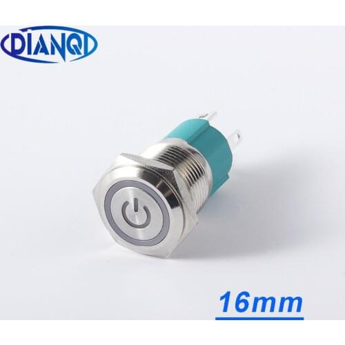 New16mm High current 10A high-power 12V 110V 24V 220V LED light latching momentary self-lock metal push button switch 2NO 4Pin