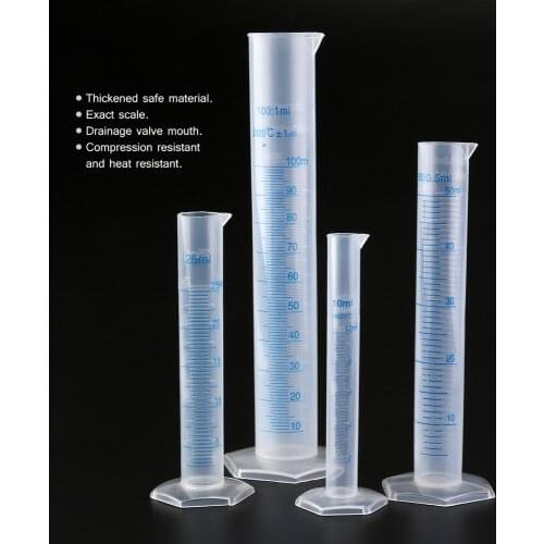 10-250ml Transparent Plastic Measuring Cylinder Tube Liquid Measurement Graduated Cylinders for Lab Supplies Laboratory Tools