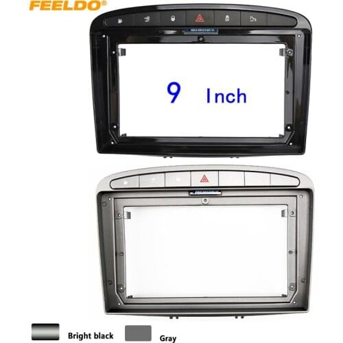 FEELDO Car 9 Inch Audio Face Plate Fascia Frame For Peugeot 308 408 07-13 2Din Big Screen Radio Stereo Panel Dash Mount Frame