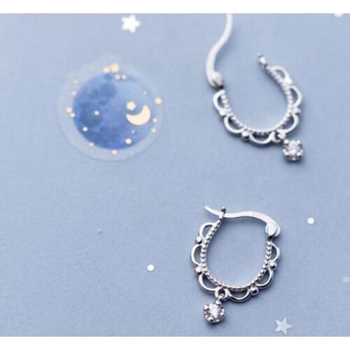 Real. 925 Sterling Silver Fine jewelry Lace &white zirconia cz aaa+ dangle earrings leverback womens gift GTLE2697