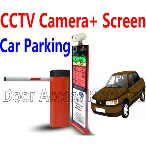 LED Screen Advertisement VLPR 1 CCTV Camera Reader+ 1 Barrier gate for Car Parking system CCTV Car Vehicle License Plate control