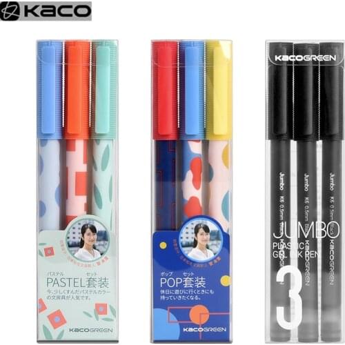 3pc/Set Xiaomi Mi Kaco JUMBO Gel Pen 0.5MM Ink PASTEL Janese Style Cap Roller Pens 1600M Super Durable Writing Quick Drying