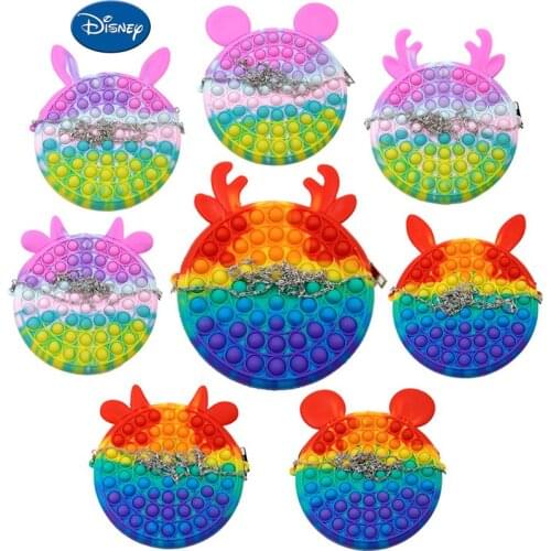 Disney Pop Backpack Fidget Toys Mickey Stress Reliever Simple Dimple Toys for Adult Antistress Push Bubble Handbag Girls Gifts