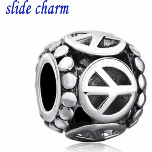 Slide charm Free shipping Unique personality brand logo charm beads beads fit Pandora bracelet