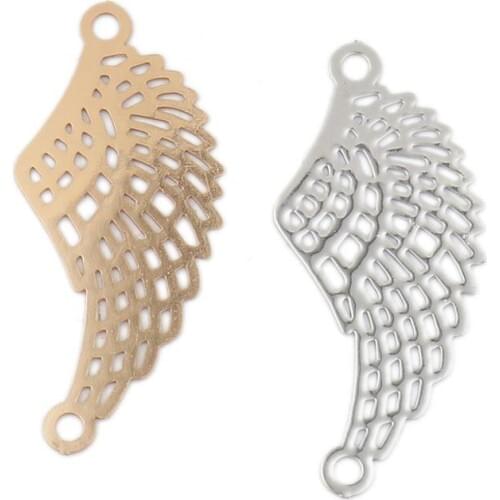 DoreenBeads Fashion Copper Filigree Stamping Connectors Wing KC Gold Silver Color Jewelry DIY Findings 31mm, 14mm Dia., 10 PCs
