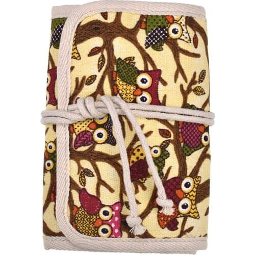 Owl Crochet Hook Case Needle Holder Storage Organizer Roll Bag Knitting Accessories