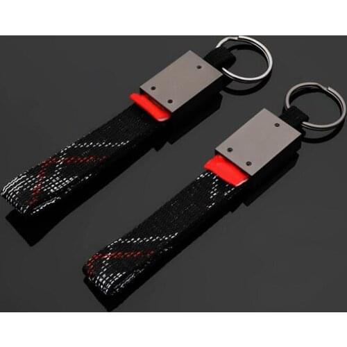 Car logo styling Titanium Alloy+Fabric with Scottish Tartan Keychain Key Chain Keyring Key Ring Holder For audi GTI vw MK 2 3 4