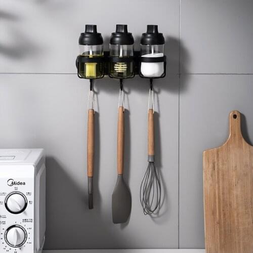 Glass Spice Jar Seasoning Bottles With Cover Lids Seasoning Boxes Kitchen Gadgets Cabinet Door Hooks Jars Spice Holder Tools