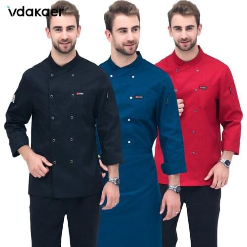 Unisex Black Long Sleeve Master Cook Work Uniforms Restaurant Hotel BBQ Kitchen Workwear Clothing Food Service Chef Tops