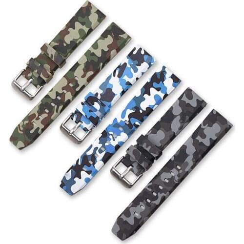 Universal Camouflage Silicone Strap Fashion Men Smartwatch Replacement Wrist Band Sport Waterproof Adjustabl Strap 20/22/24mm