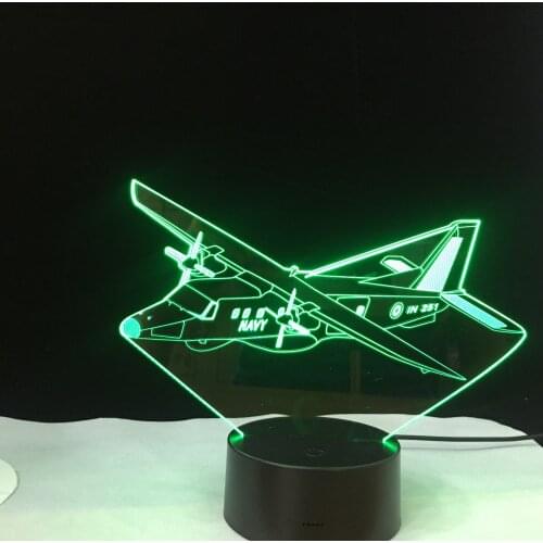 Air Craft Airplane Toy 3D Night Lamp with Touch / Remote Control LED Light Christmas Gifts Kids Hobbies 1657