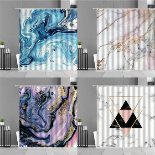 Marble Pattern Shower Curtain Colorful Stripes Waterproof Bathroom Decor Curtains Home Decors Background Wall Cloth Multi Size