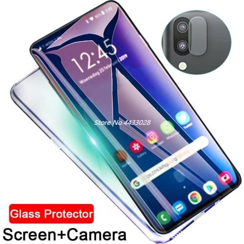 2pcs Tempered Glass Screen + Camera Lens Protector for Samsung Galaxy M10 M20 M30 M 10 20 30 J4 J6 Plus Protective Glass HD Film