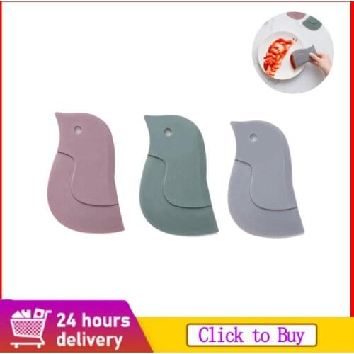 1PC Cartoon Penguin Shaped Soft Multifunction Scraper Scraping Oil Spatula Plate Scraper Kitchen Baking Cleaning Tools Dropship
