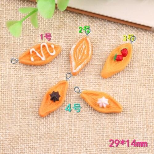10pcs 29x14mm Mix Resin simulated food bread charms kawaii flatback cabochon sticker for diy jewelry making findings components