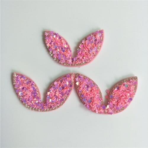 16pcs/lot 5.2*3cm Rabbit ear sequin Padded Appliques for DIY Accessories Craft Handmade Decoration