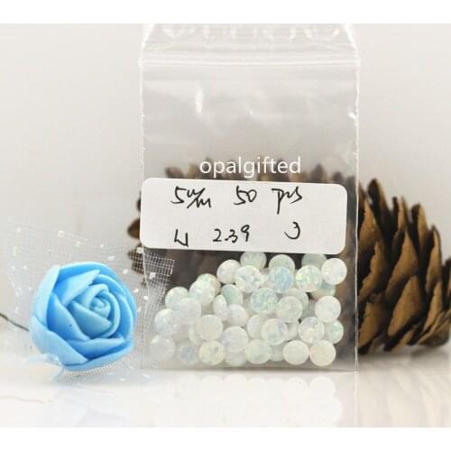 50css/lot)Hot Sale Many Colors Synthetic Flat Bottom Cut Round Cabochon Opal Loose Stone 5mm Best Price For Opal Jewelry Making